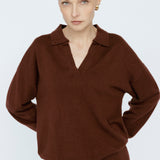 Cashmere Blend Polo Mahogany