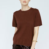 Cashmere Blend Tee Mahogany