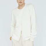 Cashmere Blend Button Sweater Ivory