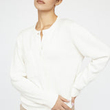 Cashmere Blend Button Sweater Ivory