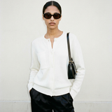 Cashmere Blend Button Sweater Ivory