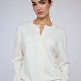 Cashmere Blend Button Sweater Ivory