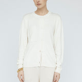 Cashmere Blend Button Sweater Ivory