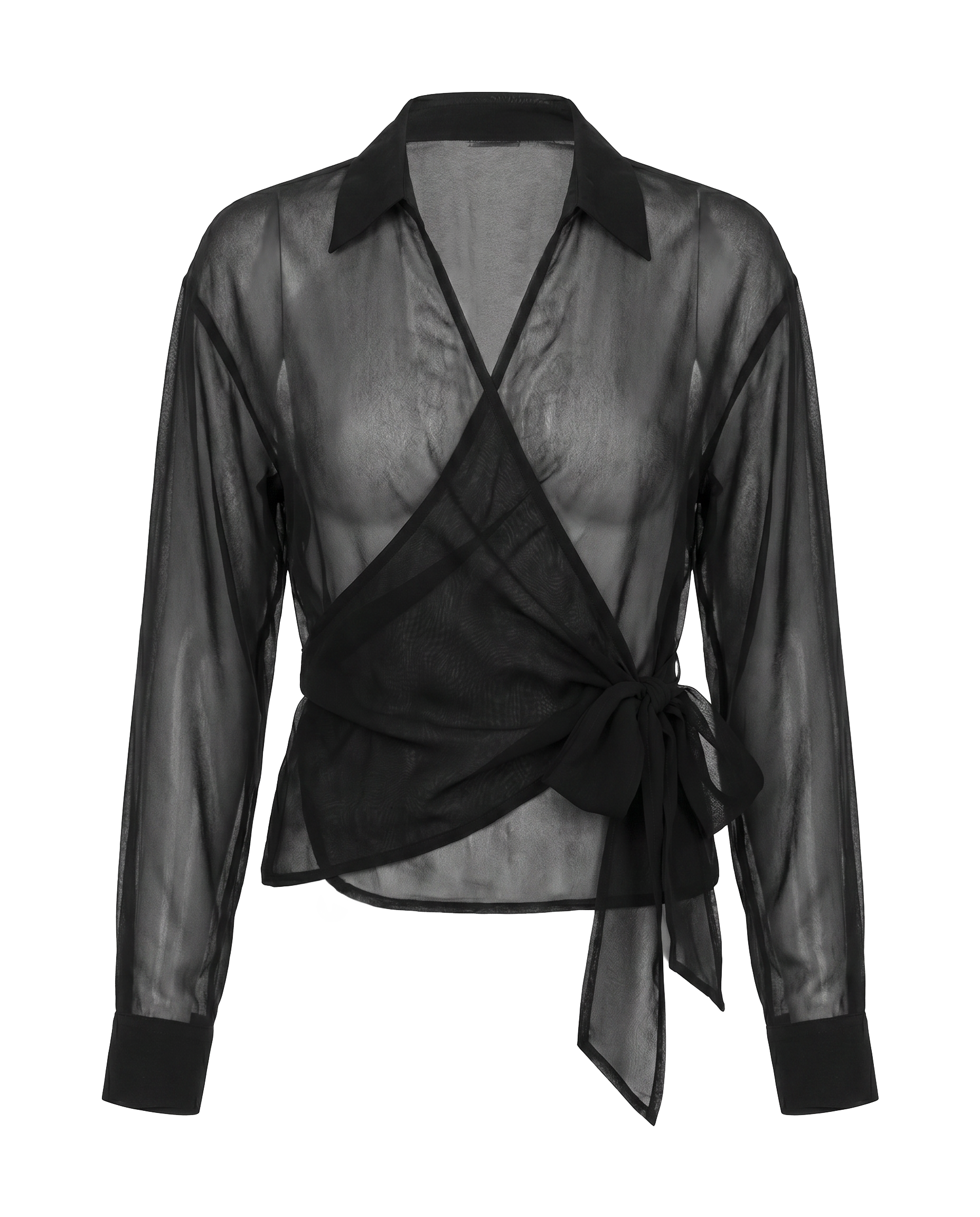 Chiffon Wrap Blouse Black