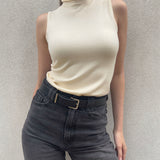 Mock-neck Tank Cream