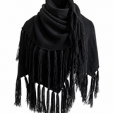 Cashmere Fringe Shawl Black