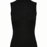 Ribbed Mock Neck Tank Black