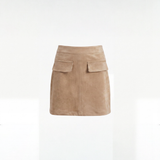 Suede Mini Skirt Tan
