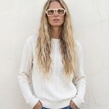 Cashmere Braided Crew Ivory