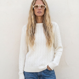 Cashmere Braided Crew Ivory