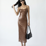 Stretch Sequin Dress Tawny