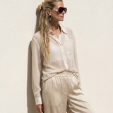 Chiffon Stripe Button Down