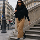 Cashmere Fringe Shawl Black