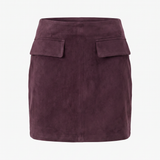 Suede Mini Skirt Plum
