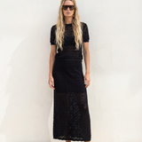 Lace Knit Midi Skirt