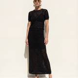 Lace Knit Midi Skirt