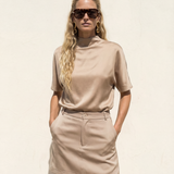 Butter Satin Batwing Top Taupe