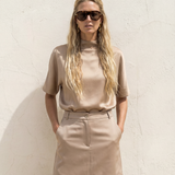 Butter Satin Batwing Top Taupe