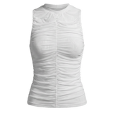 Mesh Gather Front Tank White