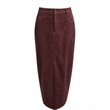 Suede Midi Skirt Plum