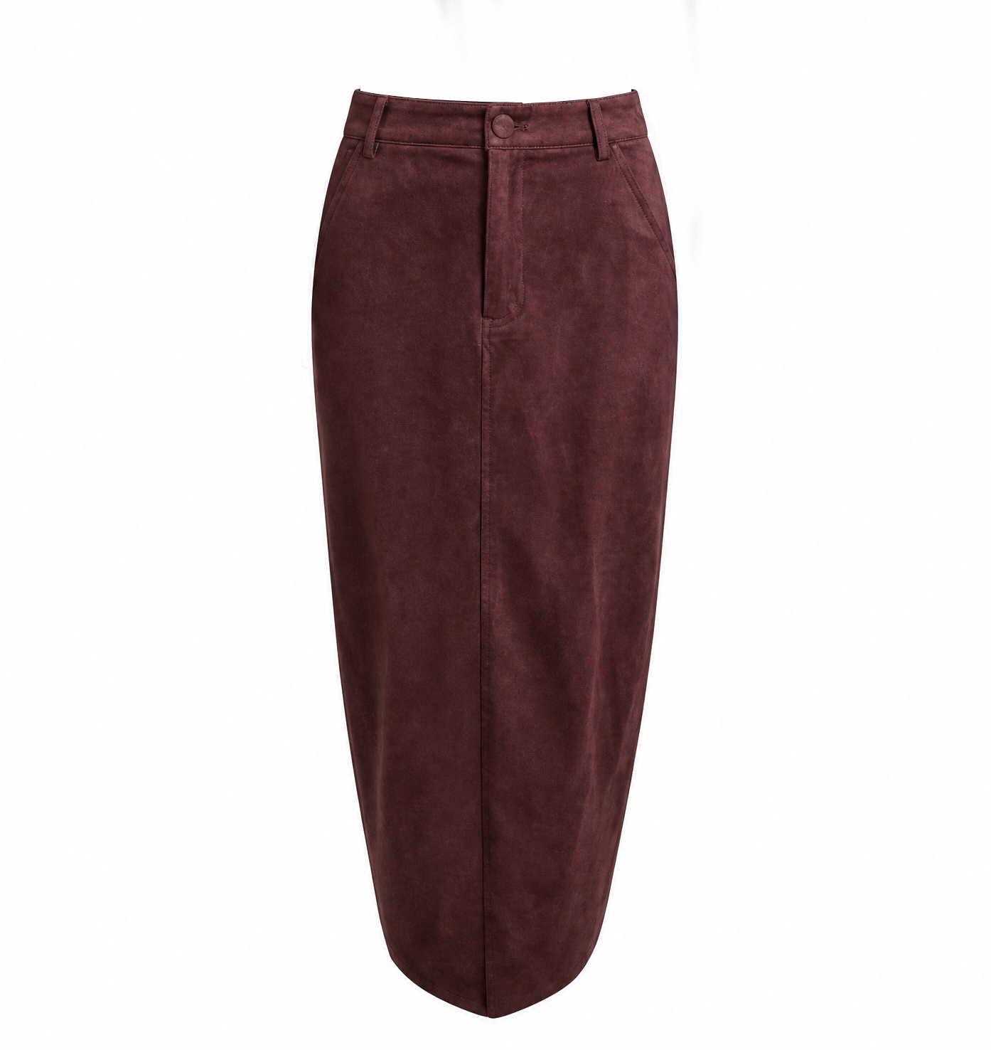 Suede Midi Skirt Plum