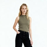 Mock-neck Tank Olive