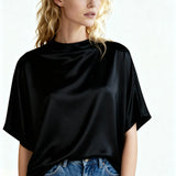 Butter Satin Batwing Top Black