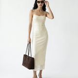 Stretch Sequin Dress Ivory