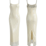 Stretch Sequin Dress Ivory