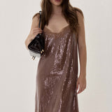 Sequin Lace Trim Dress