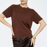 Cashmere Blend Tee Mahogany