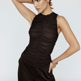 Mesh Gather Front Tank Black