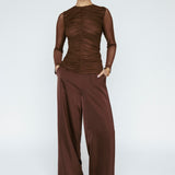 Mesh Gather Front Top Mahogany
