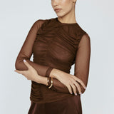 Mesh Gather Front Top Mahogany
