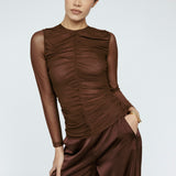 Mesh Gather Front Top Mahogany