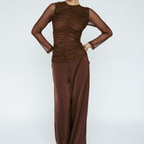 Mesh Gather Front Top Mahogany
