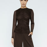 Mesh Gather Front Top Black