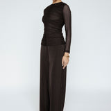 Mesh Gather Front Top Black