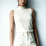 Mock-neck Tank Cream