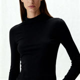Mock-neck Long Sleeve Top Black