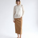 Suede Midi Skirt Tan