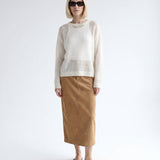 Suede Midi Skirt Tan
