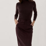 Suede Midi Skirt Plum