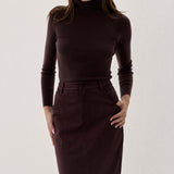Suede Midi Skirt Plum