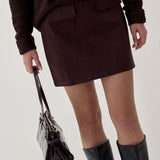Suede Mini Skirt Plum