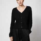 Ribbed Cardigan Black