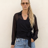 Chiffon Wrap Blouse Black