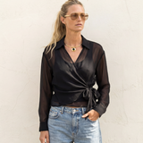 Chiffon Wrap Blouse Black