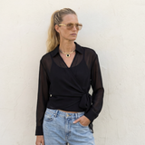 Chiffon Wrap Blouse Black