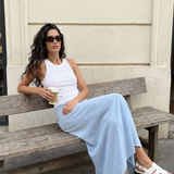 Butter Satin Bias Cut Skirt Soft Blue